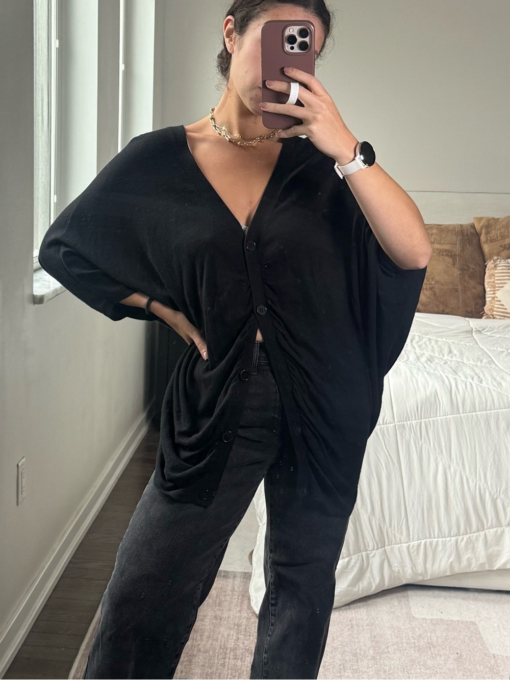Express Black Oversize button up sweater